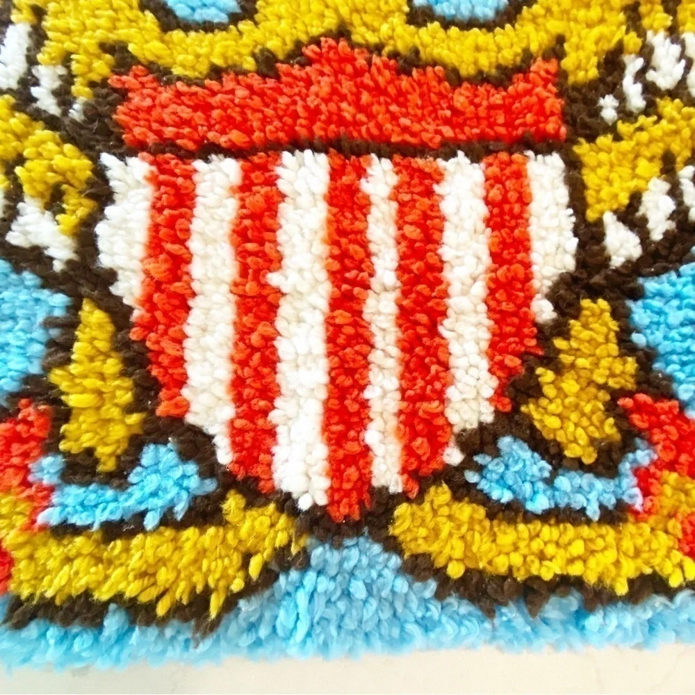 Vintage Latch Hook Small Rug Americana American Eagle 23” x 17”